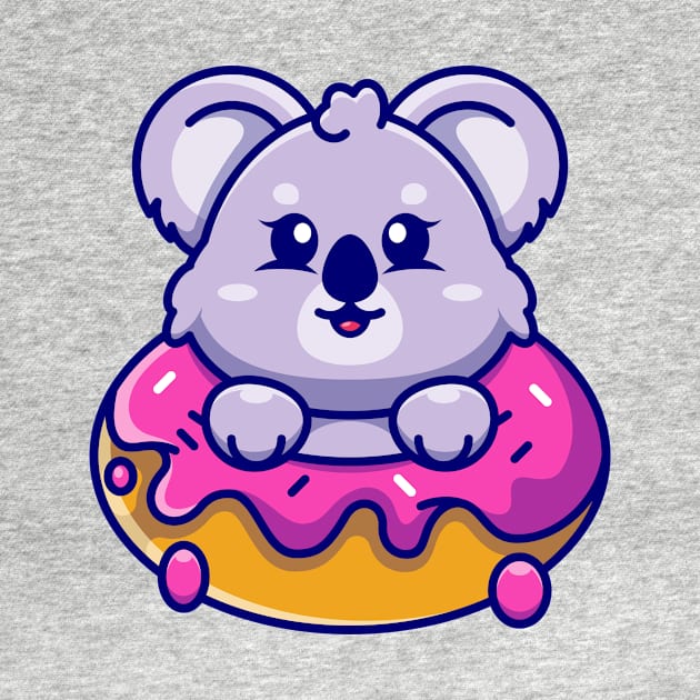 Cute baby koala with doughnut cartoon by Wawadzgnstuff